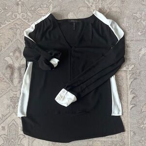 BCBG MaxAzria- Black Blouse with White Trim.
